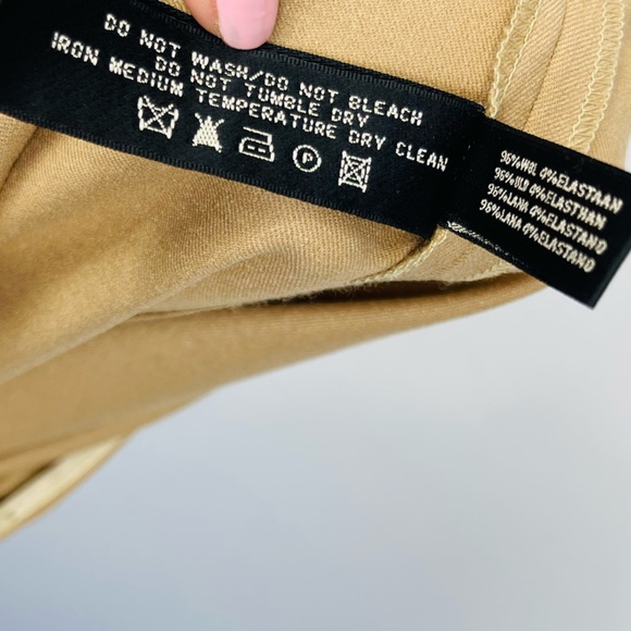 RALPH LAUREN Black Label High Rise Crop Beige Camel Wool Dress Pants Trousers 12 - Picture 8 of 15